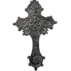 Flower Wall Cross Ornate Resin Cast Iron Look Rustic Gothic Religious